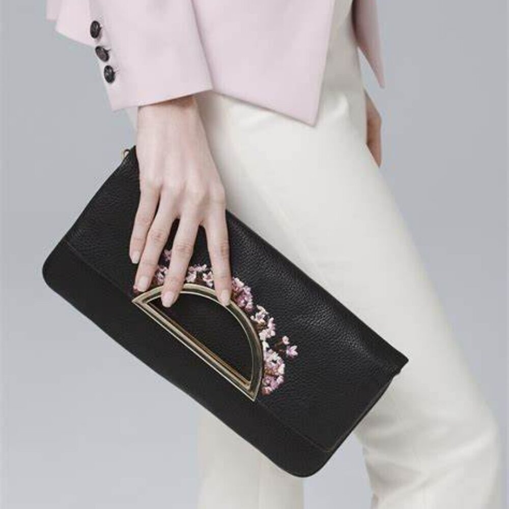 NWT White House Black Market Emroidered Clutch/Wristlet/Shoulder Bag